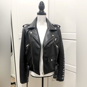 Leather Belted Moto Jacket